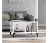 HaoChrymec Table Basse with Bois et Métal, Design Industriel, Grand Espace de Rangement, Coffee Table, Table de Salon, pour Salon, Blanc Brillant, 60 x 50 x 36.5 cm