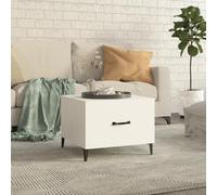 HaoChrymec Table Basse with Bois et Métal, Design Moderne, Grand Espace de Rangement, Coffee Table, Table de Salon, pour Salon, Blanc, 50 x 50 x 40 cm