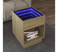 HaoChrymec Table Basse with LED Infinity, Design Moderne, Table Basse Salon, Petite Tables Basses, pour Salon, chêne Sonoma, 40 x 40 x 50 cm