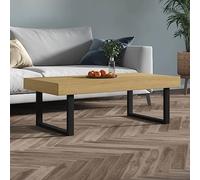 HaoChrymec Table Basse with MDF et Fer, Design élégant, Grande capacité de Rangement, Coffee Table, Tables de Salon, pour Salon, Marron Clair et Noir, 120 x 60 x 40 cm