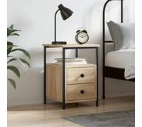 HaoChrymec Table de Chevet Industrielle, 2 Niveaux de Rangement, Style Moderne en Bois d'Ingénierie et Métal, Table de Nuit Fonctionnelle, Commode Chambre Élégante, Chêne Sonoma, 34 x 35.5 x 50 cm