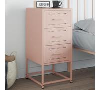 HaoChrymec Table de Chevet Industrielle, Structure en Acier Robust, 2 Niveaux de Rangement, Design Moderne, Commode Chambre Polyvalente, Meuble de Rangement Pratique, Rose, Dimensions 36 x 39 x 78 cm