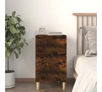 HaoChrymec Table de Chevet Moderne, Bois d'Ingénierie et Eucalyptus, Finition Chêne Fumé, 2 Étages de Rangement, Commode Chambre Pratique, Meuble de Rangement Élégant, 40 x 35 x 70 cm