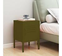 HaoChrymec Table de Chevet Moderne en Acier, Vert Olive, avec Étagère Réglable et Serrure, Meuble de Rangement Sécurisé, Table de Nuit Pratique, Commode Chambre, Dimensions 35 x 35 x 51 cm