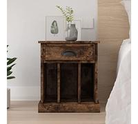 HaoChrymec Table de Chevet Moderne en Chêne Fumé, Bois d'Ingénierie Résistant, 1 Tiroir + 3 Cases de Rangement, Meuble de Chambre Pratique, Table de Nuit Élégante, 43 x 36 x 50 cm