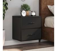 HaoChrymec Table de Chevet Murale Noire, 2 Tiroirs de Rangement, Structure Bois et Métal Robust, Commode Chambre Économiseur d'Espace, Meuble de Rangement Suspendu, Noir, Dimensions 40 x 31 x 39.5 cm