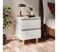 HaoChrymec Table de Chevet Scandinave, 2 Tiroirs de Rangement, Pieds en Pin Massif, Style Moderne et Élégant, Commode Chambre Pratique, Table de Nuit Blanche, Dimensions 40 x 35 x 50 cm