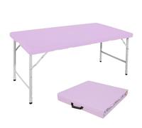 HaoChrymec Table Pliante Portable 125 cm, Résistante avec Poignée, Hauteur Ajustable, Table Multi-Usage, Idéale pour Camping, Pique-Nique, Fêtes, Intérieur/Extérieur, Capacité 135kg, Violet