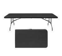 HaoChrymec Table Pliante Portable 244 cm, Résistante avec Poignée, Table Multi-Usage, Hauteur Ajustable, Idéale pour Camping, Pique-Nique, Fêtes, Intérieur/Extérieur, Capacité 135kg, Noire