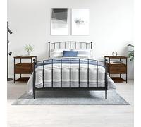 HaoChrymec Tables de Chevet, Lot de 2, Design Moderne avec Plateau et Étagère, Finition Chêne Brun, Bois d'Ingénierie et Cadre en Fer, Meuble de Rangement Chambre, 40 x 42 x 56 cm