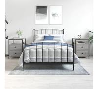 HaoChrymec Tables de Chevet, Lot de 2, Style Industriel, Bois d'Ingénierie et Fer, Gris Sonoma, Pieds Réglables, Meuble de Rangement, 44 x 45 x 60 cm