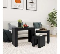 HaoChrymec Tables Gigognes with Bois, Design Modulable, Table Basse Salon, Table Basse Gigogne, Tables Gigognes de Salon, Noir, 61 x 30 x 50 cm, 43 x 30 x 39 cm, 25 x 30 x 29 cm