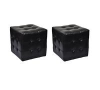 HaoChrymec Tabouret Cube Moderne, 2 Pièces Noir, Similicuir Résistant et Facile à Nettoyer, Pouf d'Assise Multifonction, Repose-Pieds Salon, Design Modulable, Dimensions 30 × 30 × 30 cm