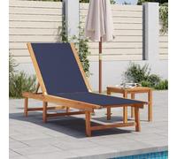 HaoChrymec Transat Jardin Extérieur, en Bois d'Acacia Massif et Textilène, Dossier Réglable 5 Positions, Résistant aux Intempéries, Bain de Soleil, Relax Jardin Exterieur,Bleu, 200 x 66 x 98 cm