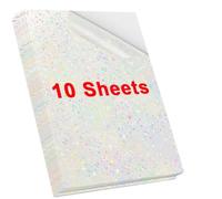 HAOCNC Film de Stratification à Froid Auto-adhésif A4, 10 Feuilles, avec étoiles et Points, Conception de Verre cassé, Paquet de Bricolage, Carte de Couleur, Papier de Stratification Photo(Star)