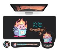 HAOCOO Ensemble de tapis de bureau 4 en 1, tapis de souris ergonomique avec repose-poignet en gel, repose-poignet pour clavier en mousse à mémoire de forme pour soulager la douleur, sous-verre