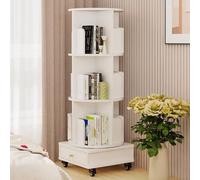 HaodaCulture Bibliotheque Rotative à 360 degrés, bibliothèque tournante avec Roulette, 3 Niveaux, étagère de Rangement pour Enfants et Adultes, étagère multifonctionnelle
