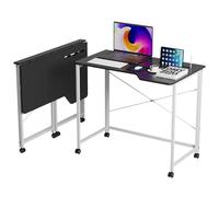 HaodaCulture Bureau Pliable avec Rangement, Table de Bureau Pliante à roulettes, d'Ordinateur, Petit Espace Postes de Travail, pour Télétravail, Informatique, Gaming 90x56x75cm