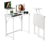 HaodaCulture Bureau Pliable, Bureau Pliant pour Petits Espaces Table d'Ordinateur 80x45x75cm, avec Support d'Écran, Table Informatique Pliable pour Travailler