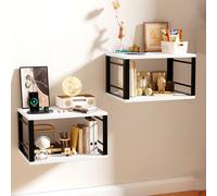 HaodaCulture Lot de 2, Tables de Chevet Murales, Tables de Nuit, Compartiment Ouvert, Chevet de Lit Suspendue pour Chambre, pour Chambre, Salon, Blanc 40x30x23.5cm