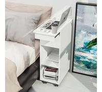 HaodaCulture Table de Chevet, Petite Table de Nuit avec roulettes, Meuble de Nuit d'Appoint, 2 Compartiments Ouverts et 1 Tiroir Couvercle Coulissant, pour Chambre à Coucher, Salon 45x25x70cm
