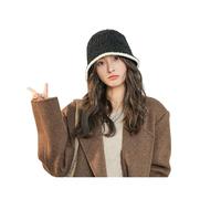HAODAGE Casquette Homme Chapeau De Seau pour Femmes Automne Et Hiver du Bassin Simple Petit Visage Couvrant Le Chapeau De Pêcheur en Peluche-Noir-Code Moyen