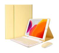 HAODEE Étui pour iPad Air 4 11 pouces avec porte-crayon Bluetooth souris clavier étui A2072 A2316 A2324 A2325 (couleur : Q jaune N souris, taille : Pro 10.5 Air 3)
