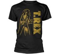 HAODI T-Rex Marc Bolan Gold Guitar Pose Tee t Shirt Schwarz Herren Mens Unisex Manches Courtes(3X-Large)