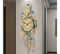 HAODING Horloge Murale Numérique Moderne, Pendules Murales Art Métal, 3D Metal Ginkgo Feuilles Décor Mural pour Le Salon Chambre à Manger De La Salle à Manger du Bureau(Color:A)