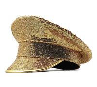 Haodream Chapeau de capitaine scintillant avec paillettes effet miroir