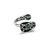 Haodream Cuillères rétro avec anneaux en marbre vert | Bijoux inspirés de la nature, bagues en forme de cuillère de style nouveau-né pour un usage quotidien