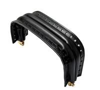 Haodream Ferrures d'embouchure bombées, noir, 25 cm | Fermeture du cadre en cuir synthétique avec extrémités dorées et trous de couture
