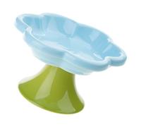 Haodream Gamelle en céramique en forme de fleur pour chat - Antidérapante - Assiette surélevée avec support pour protection du cou et nettoyage facile
