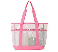 Haodream Grand sac de vacances avec dessus transparent | Corps inférieur en maille avec poches extérieures et rangement clair pour les ustensiles de piscine, sac de plage avec long