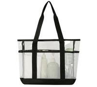 Haodream Grand sac de vacances avec dessus transparent | Corps inférieur en maille avec poches extérieures et rangement clair pour les ustensiles de piscine, sac de plage avec long
