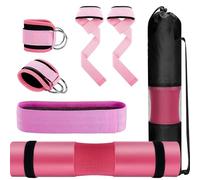 Haodream Hip Thrusts Ensemble complet de coussinets d'haltères longs avec sangle de cheville, cordon de traction, boucle de résistance pour entraînement du bas du corps, kit d'entraînement des