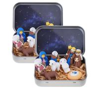 Haodream Histoires de Noël Coffret cadeau avec figurines Scène Bethléem respectueuse de l'environnement pour un style d'intérieur saisonnier dans une boîte métallique Scène de crèche durable dans une