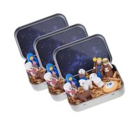 Haodream Histoires de Noël Coffret cadeau avec figurines Scène Bethléem respectueuse de l'environnement pour un style d'intérieur saisonnier dans une boîte métallique Scène de crèche durable dans une