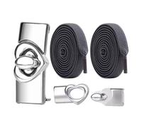 Haodream Lacets extensibles avec fermeture en métal en forme de cœur, lacets élastiques antidérapants pour chaussures de loisirs sportives, fermeture en métal, lacets élastiques, pas de design à nouer
