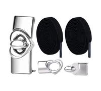 Haodream Lacets extensibles avec fermeture en métal en forme de cœur, lacets élastiques antidérapants pour chaussures de loisirs sportives, fermeture en métal, lacets élastiques, pas de design à nouer