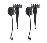 Haodream Lot de 2 bougeoirs européens en fer art mural chandelier gothique torche colonne bougie chauffe-plat bougeoir rétro support en métal applique murale en fonte bougeoir