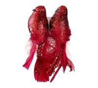 Haodream Lot de 2 décorations scintillantes en mousse à plumes - Décoration de sapin de Noël pour manteau de cheminée, fête de vacances - Décoration d'oiseau en mousse