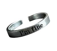 Haodream Mots gravés, bagues ouvertes tendance et simples pour hommes et femmes, accessoire inspirant, bijoux en alliage faits à la main, bagues cadeaux de motivation