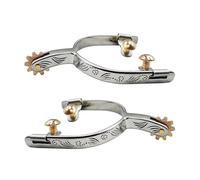 Haodream Poinçon de cheval en bronze avec ornements en maillechort. Accessoires d'équitation d'équitation Western Horsemanship Éperons