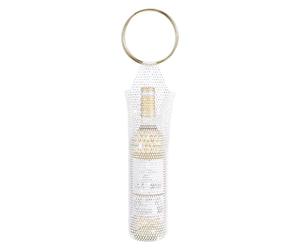 Haodream Porte-bouteille de vin élégant avec filet, diamants blancs, I | Filet et strass, sac isotherme pour champagne, port quotidien, sacs cadeaux élégants pour bouteilles de vin