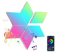 HaoDrisk Panneau LED Quadrilatère Gaming Murale Lampe - 12pcs RGB Modulaires Deco Mural Lampe Music Sync App&Télécommande Contrôle d'épissage Lights