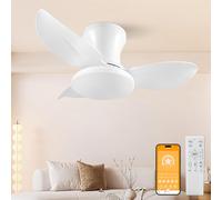 HaoDrisk Ventilateur et Plafond lumineux avec télécommande, silencieux 6 vitesses DC réversible, lampe dimmable timer pour chambre salon