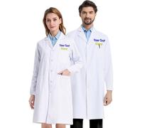 haoduanduan Blouse de laboratoire brodée personnalisée pour femmes et hommes, blouse unisexe blanche, manteau de laboratoire en coton et polyester pour médecin, infirmière, médecin, infirmière,