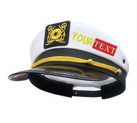 haoduanduan Chapeau de marin de capitaine brodé avec texte et nom personnalisés - Casquette de mer réglable - Accessoire de costume bleu marine pour fête