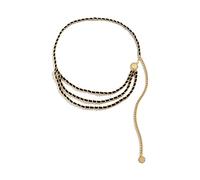 HAODUOO Body Chain Waist, Waist Belt Chains for Women Multilayer Chain Flower Tassel Belly Chain for Women Waist Belts(Gold Black)